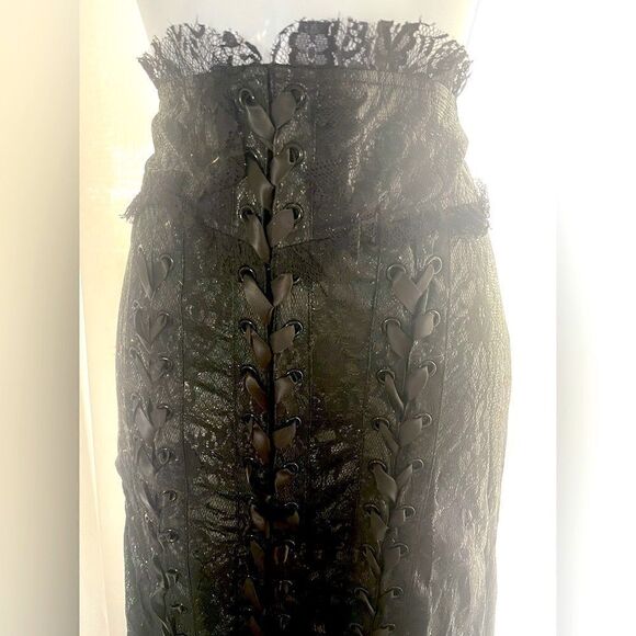 Lip Service Dresses & Skirts - Lip Service Vintage Black Lace and Pleather PVC Corset Pencil Skirt